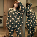 Miniatyrbild 5 av 6: Sovkläder Pyjamas Dam vår och höst bomull långärmad tunn XL