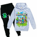 Miniatyrbild 1 av 11: Barn Pojkar Minecraft Hoodie Träningsoverall Set Långärmade Huvtröjor H g grey 11-12 years (160cm)