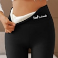 Miniatyrbillede 5 af 5: Casual Warma Vinter Solid Bukser, Soft Clouds Fleece Leggings, Vinter Leggings til kvinder - Perfekt Gray 2XL