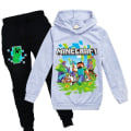 Miniatyrbild 6 av 11: Barn Pojkar Minecraft Hoodie Träningsoverall Set Långärmade Huvtröjor H g grey 11-12 years (160cm)