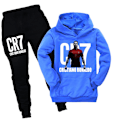 Miniatyrbild 1 av 3: CR7 Ronaldo Boys träningsoverall Fotboll Luvtröja Sweatshirt Huvtröja Toppar+byxor Outfits Dark blue Dark blue 160cm