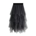 Pikkukuva 1 / 4: Kvinnor Tyllkjol Elastisk midja Mesh lång stycke kjol grey