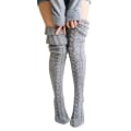Miniatyrbillede 1 af 3: Varma Stickade Knästrumpor Höga Strumpor Thigh High Grå grå gray