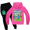 Miniatyrbillede 9 af 11: Børn Drenge Minecraft Hættetrøje Træningsdragt Sæt Langærmede Hættetrøjer H sort black 2-3 years (110cm)
