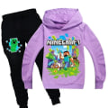 Miniatyrbild 11 av 11: Barn Pojkar Minecraft Hoodie Träningsoverall Set Långärmade Huvtröjor H g grey 2-3 years (110cm)