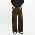 Miniatyrbillede 3 af 8: Tan Leopard Jeans Dame denimbukser Bukser med brede ben leopardprint leopard print M