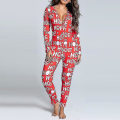 Miniatyrbilde 5 av 5: Kvinner Animal Pyjamas One Piece Christmas Bodysuit Jumpsuit Langermet natttøy W Letters M