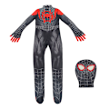 Miniatyrbild 3 av 4: Spider-Man ungdom Halloween-dräkt, vadderad jumpsuit med mask Black Red 1 Black Red 1 100