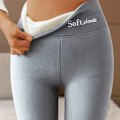 Miniatyrbillede 4 af 6: Casual Warma Vinter Solid Bukser, Soft Clouds Fleece Eggings, Vinter Eggings til kvinder - Perfekt Gray L