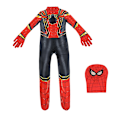 Miniatyrbild 2 av 3: Spider-Man ungdom Halloween-dräkt, vadderad jumpsuit med mask Black Red 3 Black Red 3 110