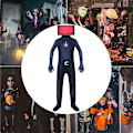 Pikkukuva 4 / 5: Skibidi WC Cosplay-asu, Tv Mies Kameramies Cosplay Jumpsuit Halloween Bodysuit Kid Video Game -näyttö Monitor Kids 110
