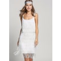 Miniatyrbillede 2 af 3: Fantastisk Gatsby Flapper-kjole 1920'ernes fest vintage kvaster til kvinders vipper White XL