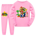 Miniatyrbild 1 av 3: Super Mario kostym vår och höst barn hemkläder Pyjamas Set pink 140cm