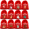 12 st slumpmässig stil julklappspåsar/förpackningspåsar/godispåsar/snackspåsar/äppelpåsar Random Style SD04 [Red]:15*20cm