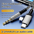 Miniatyrbillede 2 af 4: 2 i 1 8-Pin, USB-C / Type-C til 3,5 mm Bil AUX Audio Adapter Kabel 1m Grey