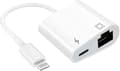 Lightning till Ethernet-adapter, [Apple MFi-certifierad] 2-i-1 RJ45 Ethernet LAN-nätverksadapter Lightning