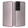För TCL 505 Mobiltelefonfodral Kolfibertextur Läder Magnetisk Stängning Pink