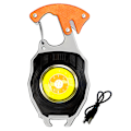 Miniatyrbillede 1 af 7: Cobs Nøgleringslys Multifunktionel Mini LED Lommelygte Nødlys med Oplukker til Udendørs Vandreture Orange