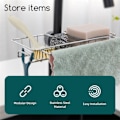 Miniatyrbillede 3 af 11: Svamp Holder Over Hane Køkkenvask Caddy Organizer Justerbar Rustfrit Stål Svamp Holder Til Køkkenvask 2pcs