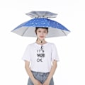 Miniatyrbild 2 av 11: 2-lagers paraplyhatt Bärbar andningsbar paraplyhatt Fällbar regnskydd 95cm Raindrop Blue