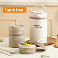 Miniatyrbild 2 av 11: Bärbar isolerad lunchbehållare Set Multi-Layer Combination Picknick Lunch Box Brown 2 Layer
