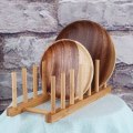 Miniatyrbild 2 av 9: Bambu Trä Diskställ Tallrik Stativ Grytlock Hållare Köksskåp Organizer För kopp Skärbräda Skål Torkställ 3 Slots