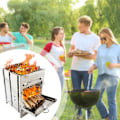Miniatyrbild 2 av 7: Vikbar Campingvedspis, Bärbar Utomhus BBQ-Spis för Utomhusaktiviteter Silver