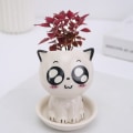 Miniatyrbild 5 av 7: Keramik Blomkruka Mini Kattformad Tecknad Söt krukväxt Skrivbordskruka Uttryck Katt Växtkruka Skrivbord Dekorera liten prydnad White
