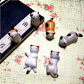 Miniatyrbild 5 av 9: 5/6/8 st Keramiska porslin Set Söta djur Ätpinnar Hållare Porslinsställ Bordsdekoration för skedgaffelborste 5 Bamboo Pandas