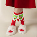 Miniatyrbild 4 av 9: Jultomte håller handen Strumpor För Kvinnor Hög Elastisk Mjuk Andas Strumpa Födelsedag Julpresent Red