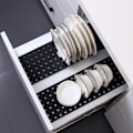 Miniatyrbild 4 av 8: Diskställ Diskar Arrangör Justerbar Halkskydd Dränerande Pegboard med 12 Pinnar för Skåp Låda Kök