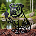 Pikkukuva 4 / 7: Koiran puutarhakoriste metallinen koiran puutarhatolppa keskisormi-bulldoggi metallitolppa ulkopatioiden sisustukseen Bulldog