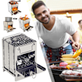 Miniatyrbild 3 av 7: Vikbar Campingvedspis, Bärbar Utomhus BBQ-Spis för Utomhusaktiviteter Silver