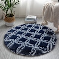 Miniatyrbild 1 av 10: Enkel rund matta Mjuk Bekväm filt Absorberande halkfri matta För Hem Vardagsrum Sovrum Blue Circle Lattice Small