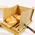 Miniatyrbild 4 av 10: Hopfällbara brödskärare för bambu Snabba rostat bröd Skärguide Kökstillbehör A
