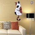 Miniatyrbild 1 av 10: Kreativ tecknad Söt kattväggklocka DIY-katt Akrylväggklocka med svängsvanspendel för vardagsrum, sovrum, kök D