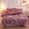 Miniatyrbild 1 av 10: 4 st/ set Färgglada fluffiga sängkläder Set Långt plysch cover Lakan Örngott Set Pale Mauve 2M