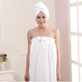 Miniatyrbild 1 av 10: Kvinnor Bath Wrap Handduk Lätt söt Bärbar Loungewear Badrock Badkjol För Dusch White