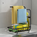 Miniatyrbild 3 av 10: Multifunktionsdiskbänk i kolstål Caddy Coutertop Organizer Självhäftande trassvamphållare med dräneringsplatta 2 Bar
