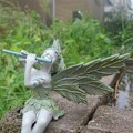 Miniatyrbild 6 av 11: Kreativa Piper Fairy Staty handmålade harts hantverk utomhus landskap prydnad Piper Zephyr