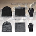 Miniatyrbild 2 av 8: Vinter varm mössa Halsdukshandskar set Unisex vinter varm stickad mössa Halshandske för män kvinnor Black Without Label Three piece Suit