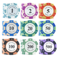 Miniatyrbild 5 av 10: Chips med flera valörer Bärbara spel-chips Las-vegas mynt för kasinon 100 Face Value