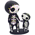 Miniatyrbild 1 av 10: 2st Sugar Skull Par Staty hartsstaty för heminredning inomhus skrivbordsdekorationer Parent And Kid