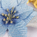 Miniatyrbild 6 av 10: 10st konstgjord julstjärna Blomma Jul Dekorativ Glitter Blomma Julgran Bröllopsdekoration Golden Edge 10pcs
