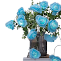 Miniatyrbild 1 av 8: LED Rose Flower String Lights Romantisk Simulering Rose Flower Fairy Lights Batteridriven inomhus varm lampa Blue 1.5m A