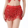 Miniatyrbild 6 av 7: Dam Magdans Paljett Hip Scarf Boho Style Party Kostym För Dansfester Bright Red