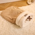 Miniatyrbild 6 av 10: Vintersovsäck för Katt, Mysig Plush Varm Kattpåse Super Mjuk Tjock Husdjurs Skydd för inomhus Grey M
