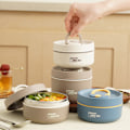 Miniatyrbild 4 av 11: Bärbar isolerad lunchbehållare Set Multi-Layer Combination Picknick Lunch Box Blue 3 Layer