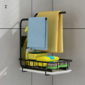 Miniatyrbild 4 av 10: Multifunktionsdiskbänk i kolstål Caddy Coutertop Organizer Självhäftande trassvamphållare med dräneringsplatta 3 Table