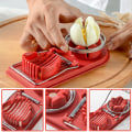 Miniatyrbild 7 av 10: Multipurpose äggskärare i rostfritt stål 2-i-1 hårdkokta äggskärare Fruktskärare Hem Kökstillbehör Red
